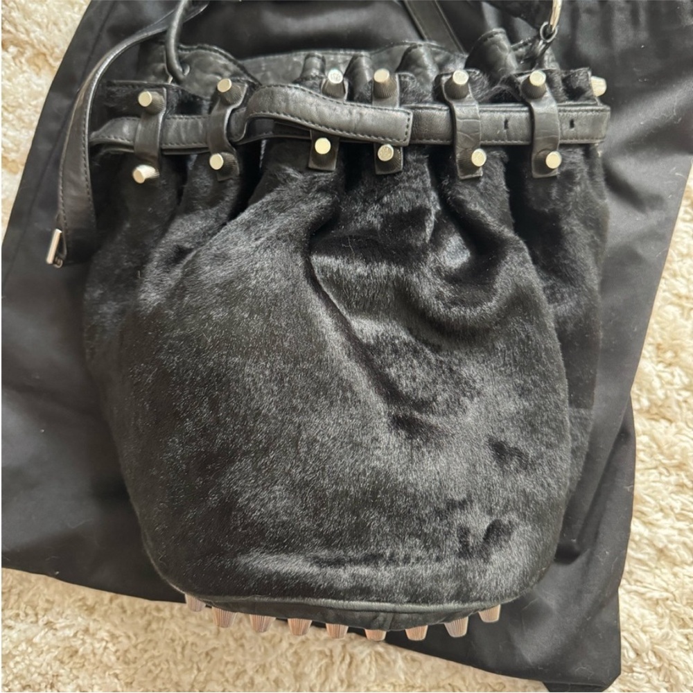 Alexander Wang Black Drawstring Studded Bucket Bag - Picture 2 of 2